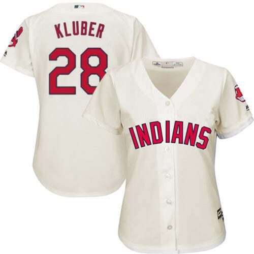 68638cafab88a_1 indians #28 Corey Kluber Cream Women's Alternate Stitched MLB Jersey