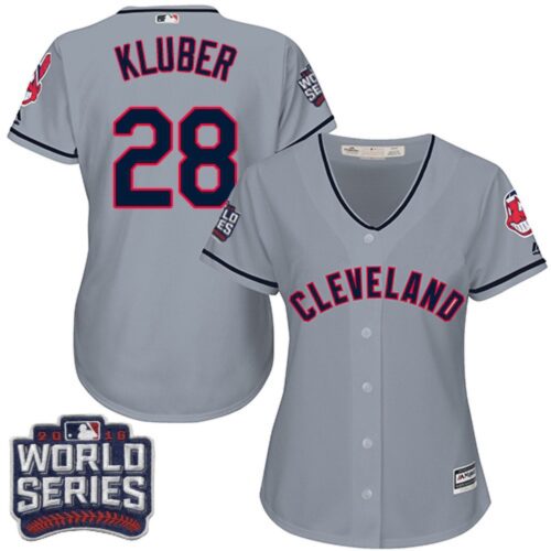 68638cb534eeb_1 indians #28 Corey Kluber Grey 2016 World Series Bound Women's Road Stitched MLB Jersey