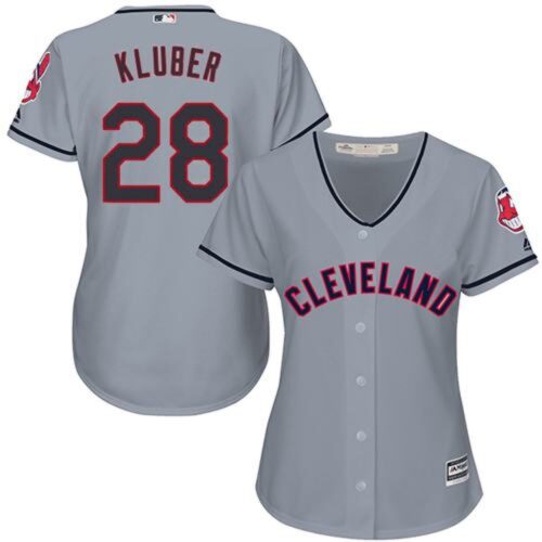 68638cb812324_1 indians #28 Corey Kluber Grey Women's Road Stitched MLB Jersey