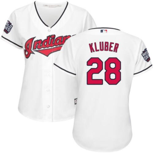 68638cc18b2a2_1 indians #28 Corey Kluber White 2016 World Series Bound Women's Home Stitched MLB Jersey