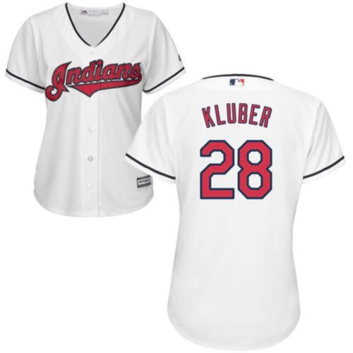 68638cc43d191_1 indians #28 Corey Kluber White Women's Home Stitched MLB Jersey