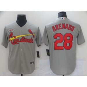 68638ccbefdeb_1 Men's St. Louis Cardinals #28 Nolan Arenado Grey Cool Base Stitched Jersey
