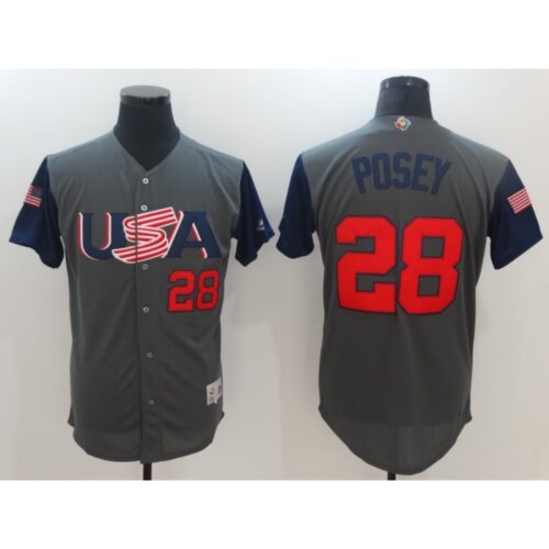 68638cea87f73_1 Men's USA Baseball #28 Buster Posey Gray 2017 World Baseball Classic Stitched WBC Jersey