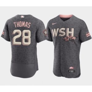 68638d0e62659_1 Men's Washington Nationals #28 Lane Thomas 2022 Grey City Connect Cherry Blossom Flex Base Stitched MLB Jersey