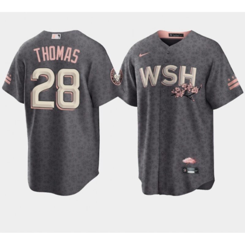 68638d11a2ac9_1 Men's Washington Nationals #28 Lane Thomas 2022 Grey City Connect Cherry Blossom Cool Base Stitched Jersey