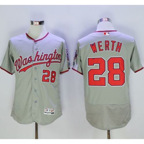 68638d22bcf0b_1 Nationals #28 Jayson Werth Grey Flexbase Authentic Collection Stitched MLB Jersey
