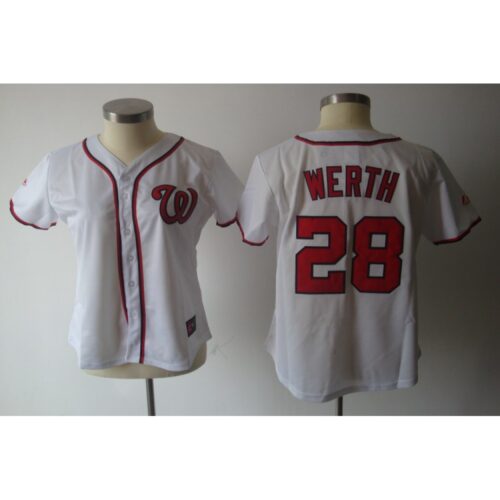 68638d459c502_1 Nationals #28 Jayson Werth White Women's Fashion Stitched MLB Jersey