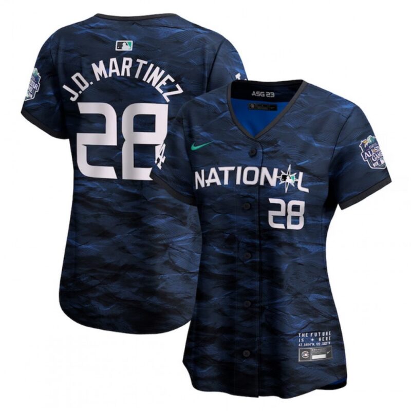 68638d4b18af4_1 Women's Los Angeles Dodgers #28 J.D. Martinez Teal 2023 All-star Stitched Baseball Jersey(Run Small)