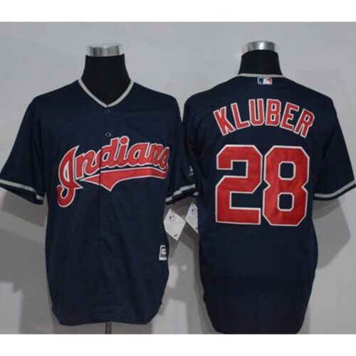 68638d89dbe8c_1 indians #28 Corey Kluber Navy Blue New Cool Base Stitched MLB Jersey