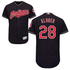 68638d94693ff_1 indians #28 Corey Kluber Navy Blue Flexbase Authentic Collection Stitched MLB Jersey