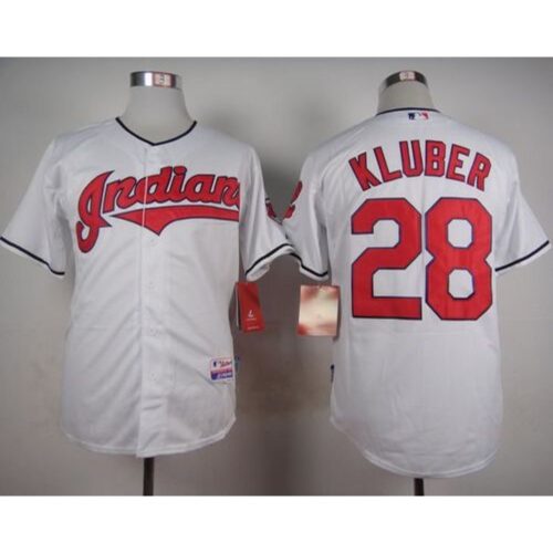 68638d97a5d7f_1 indians #28 Corey Kluber White Cool Base Stitched MLB Jersey