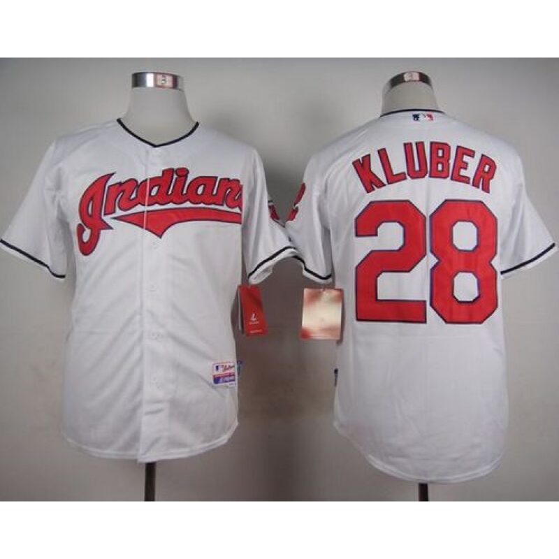 68638d97a5d7f_1 indians #28 Corey Kluber White Cool Base Stitched MLB Jersey