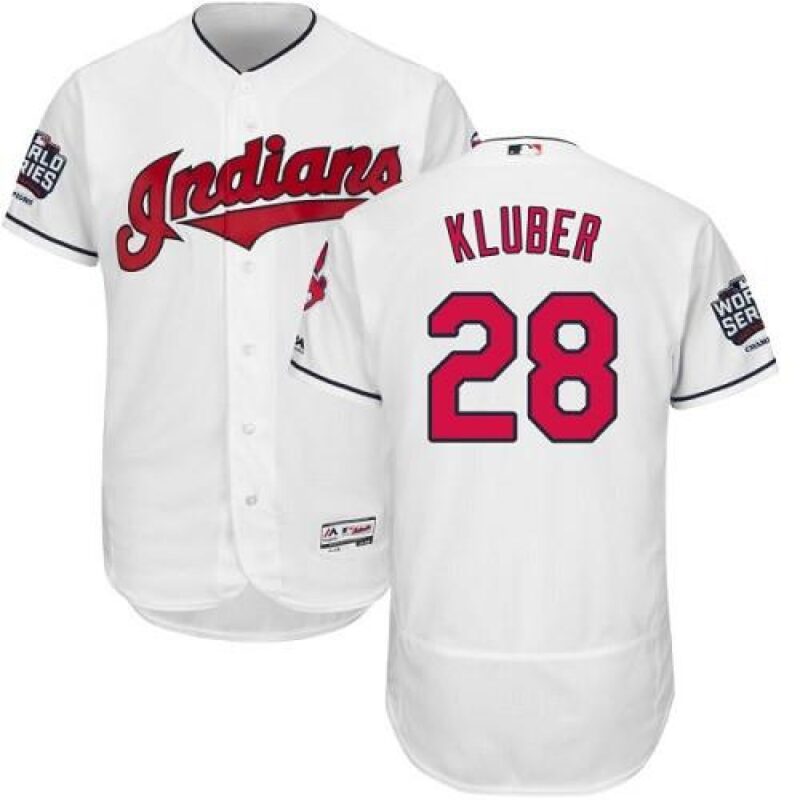 68638d9b1f849_1 indians #28 Corey Kluber White Flexbase Authentic Collection 2016 World Series Bound Stitched MLB Jersey