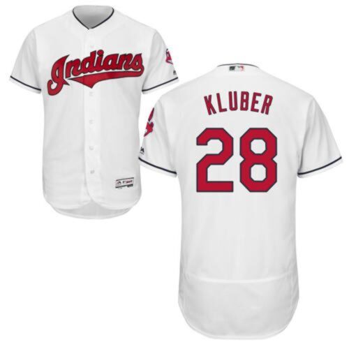 68638d9e7cf72_1 indians #28 Corey Kluber White Flexbase Authentic Collection Stitched MLB Jersey