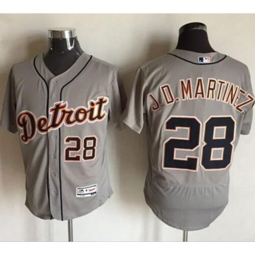 68638dd5eda78_1 Tigers #28 J. D. Martinez Grey Flexbase Authentic Collection Stitched MLB Jersey