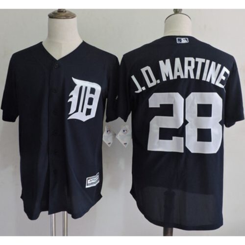 68638ddcbe2ea_1 Tigers #28 J. D. Martinez Navy Blue Flexbase Authentic Collection Stitched MLB Jersey