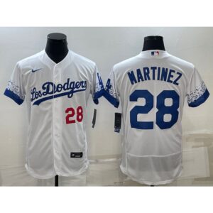 68638e00b4192_1 Men's Los Angeles Dodgers #28 J.D. Martinez White City Connect Flex Base Stitched Baseball Jersey