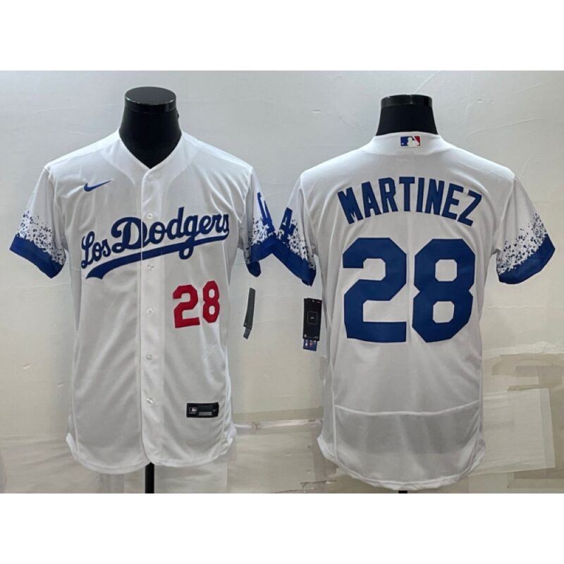 68638e00b4192_1 Men's Los Angeles Dodgers #28 J.D. Martinez White City Connect Flex Base Stitched Baseball Jersey