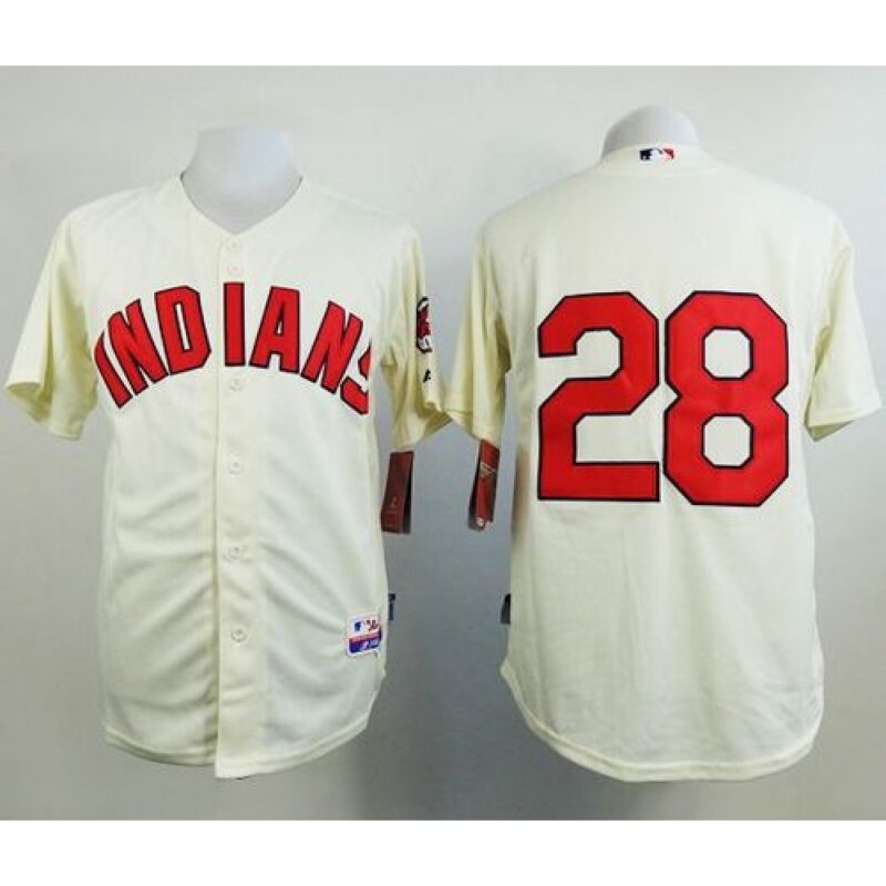 68638e8d0ac70_1 indians #28 Corey Kluber Cream Cool Base Stitched MLB Jersey