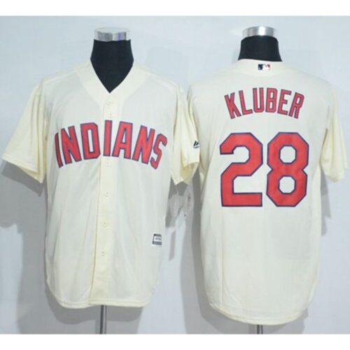 68638e9079981_1 indians #28 Corey Kluber Cream New Cool Base Stitched MLB Jersey