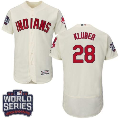68638e93e4f68_1 indians #28 Corey Kluber Cream Flexbase Authentic Collection 2016 World Series Bound Stitched MLB Jersey