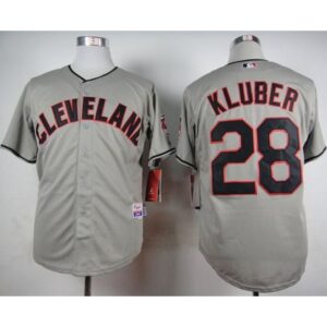 68638e9d62927_1 indians #28 Corey Kluber Grey Cool Base Stitched MLB Jersey