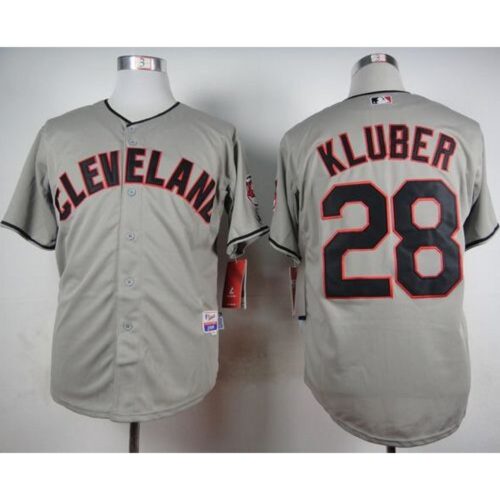 68638e9d62927_1 indians #28 Corey Kluber Grey Cool Base Stitched MLB Jersey