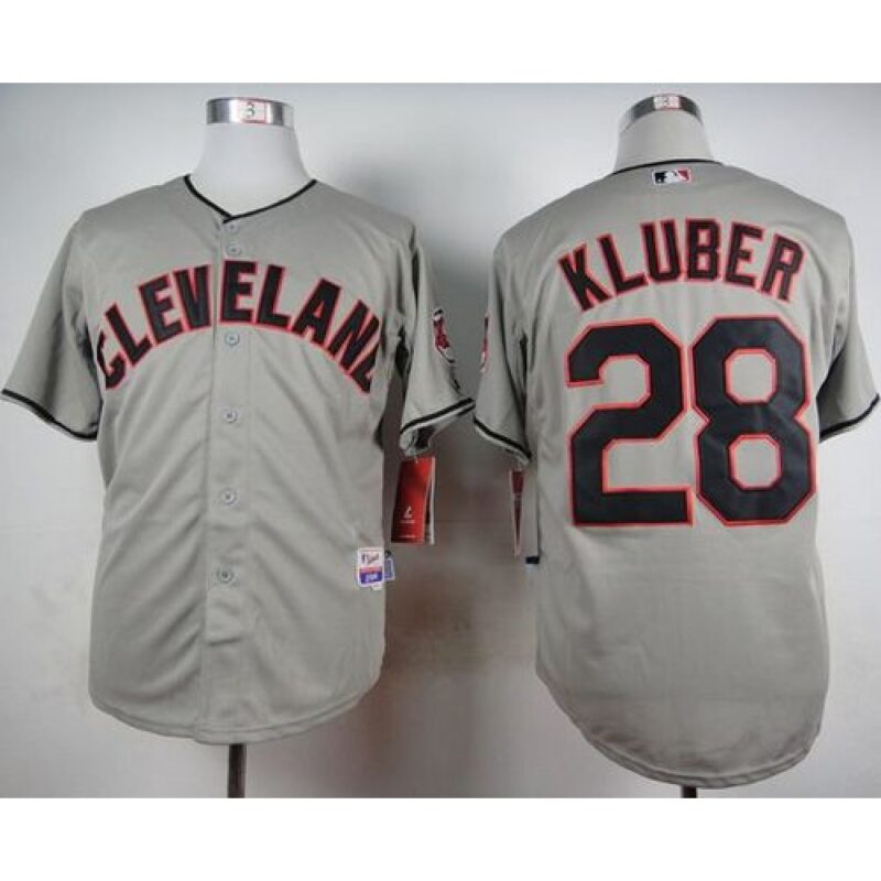 68638e9d62927_1 indians #28 Corey Kluber Grey Cool Base Stitched MLB Jersey