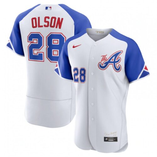 68638eed2a29f_1 Men's Atlanta Braves #28 Matt Olson White 2023 City Connect Flex Base Stitched Jersey