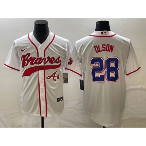 68638ef0a1dbb_1 Men's Atlanta Braves #28 Matt Olson White Cool Base With Patch Stitched Baseball Jersey