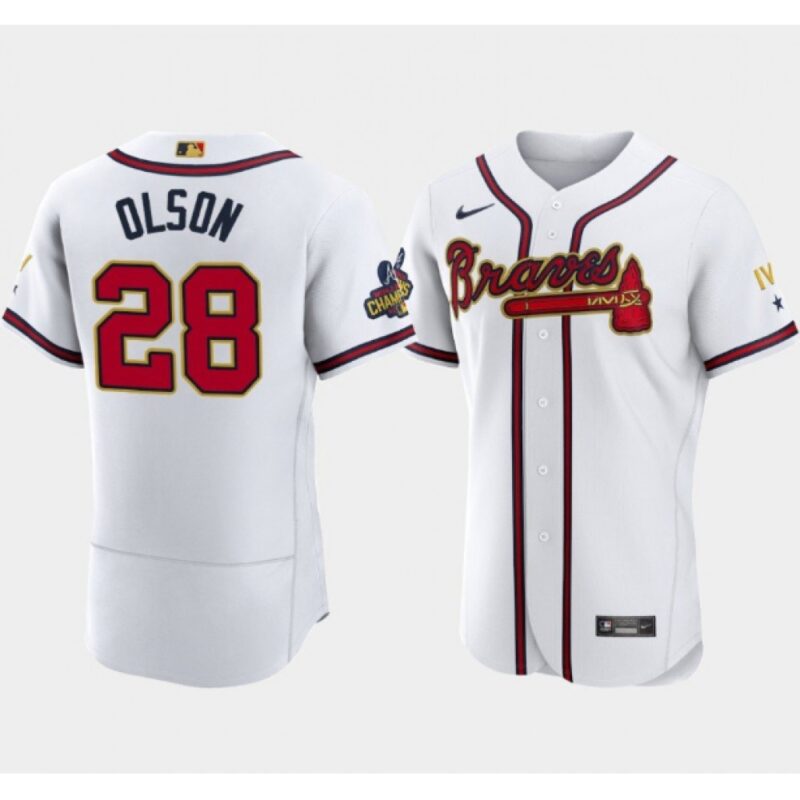 68638ef7401ad_1 Men's Atlanta Braves #28 Matt Olson 2022 White/Gold World Series Champions Program Flex Base Stitched Baseball Jersey