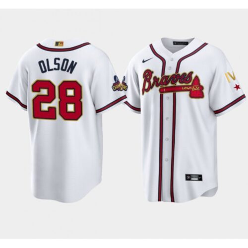 68638efaa3d40_1 Men's Atlanta Braves #28 Matt Olson 2022 White/Gold World Series Champions Program Cool Base Stitched Baseball Jersey