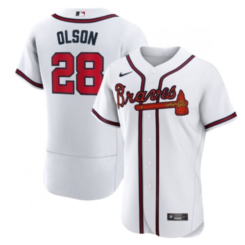 68638efde18c2_1 Men's Atlanta Braves #28 Matt Olson White Flex Base Stitched Baseball Jersey