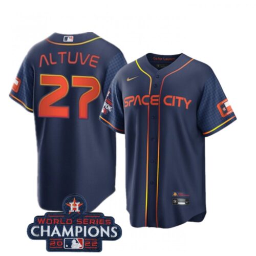 68638f60026c3_1 Youth Houston Astros #27 Jose Altuve Navy 2022 World Series Champions City Connect Stitched BaseballJersey