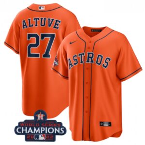 68638f67bcc52_1 Youth Houston Astros #27 Jose Altuve Orange 2022 World Series Champions Stitched BaseballJersey