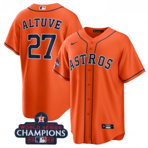 68638f67bcc52_1 Youth Houston Astros #27 Jose Altuve Orange 2022 World Series Champions Stitched BaseballJersey