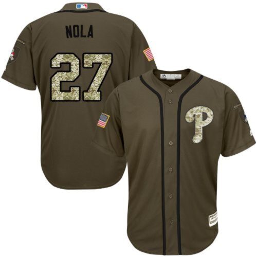 68638f7bc1a98_1 Phillies #27 Aaron Nola Green Salute to Service Stitched Youth MLB Jersey