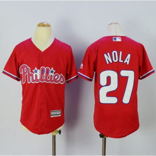 68638f7e6c1ca_1 Phillies #27 Aaron Nola Red Alternate Cool Base Stitched Youth MLB Jersey