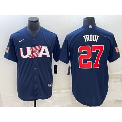 68638fbd1e9ea_1 Men's USA Baseball #27 Mike Trout 2023 Navy World Baseball Classic Stitched Jersey