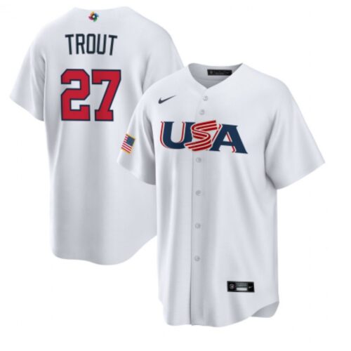 68638fc9f34b8_1 Men's USA Baseball #27 Mike Trout 2023 White World Baseball Classic Stitched Jersey