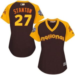 68638fd07ce0b_1 Marlins #27 Giancarlo Stanton Brown 2016 All-Star National League Women's Stitched MLB Jersey