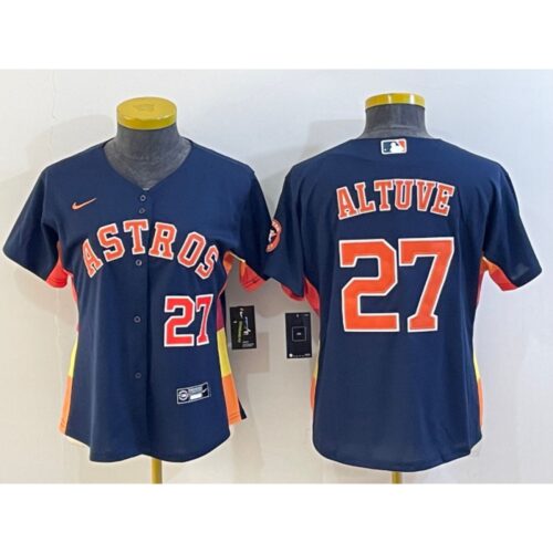 68638fdd497bb_1 Women's Houston Astros #27 Jose Altuve Navy With Patch Cool Base Stitched Baseball Jersey(Run Small)
