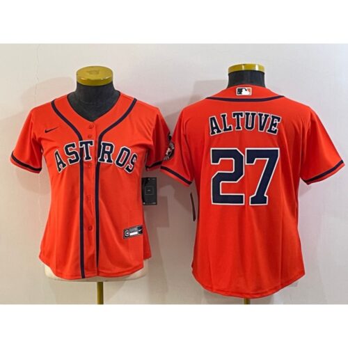 68638fe26f057_1 Women's Houston Astros #27 Jose Altuve Orange With Patch Cool Base Stitched Baseball Jersey(Run Small)