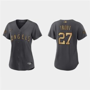 6863900b51a2c_1 Women's Los Angeles Angels #27 Mike Trout 2022 All-Star Charcoal Stitched Baseball Jersey(Run Small)