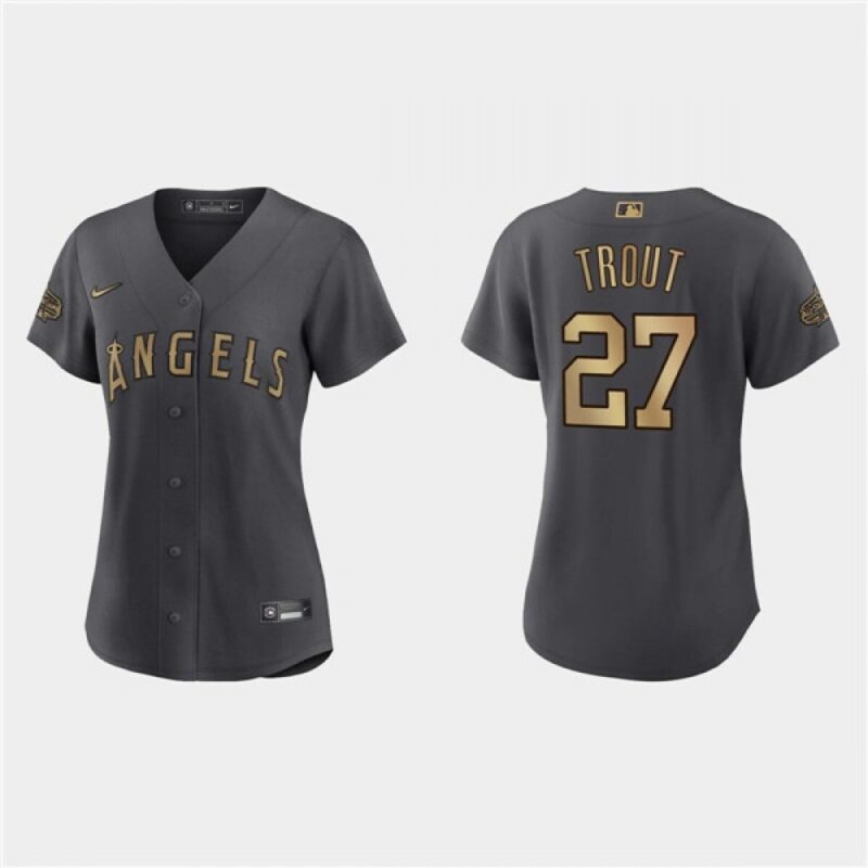 6863900b51a2c_1 Women's Los Angeles Angels #27 Mike Trout 2022 All-Star Charcoal Stitched Baseball Jersey(Run Small)