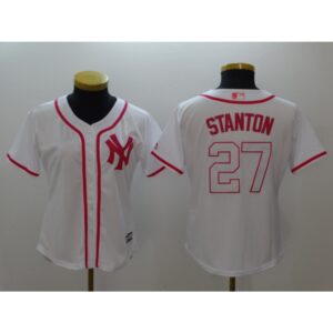 6863901dd2d59_1 Women's New York Yankees #27 Giancarlo Stanton White Pink Cool Base Stitched MLB Jersey