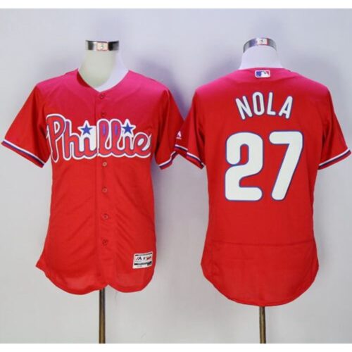 6863904bb4b73_1 Phillies #27 Aaron Nola Red Flexbase Authentic Collection Stitched MLB Jersey