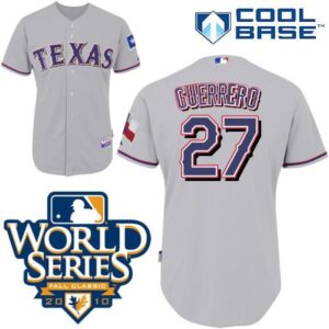 68639079d7f0f_1 Rangers #27 Vladimir Guerrero Grey Cool Base w/2010 World Series Patch Stitched MLB Jersey