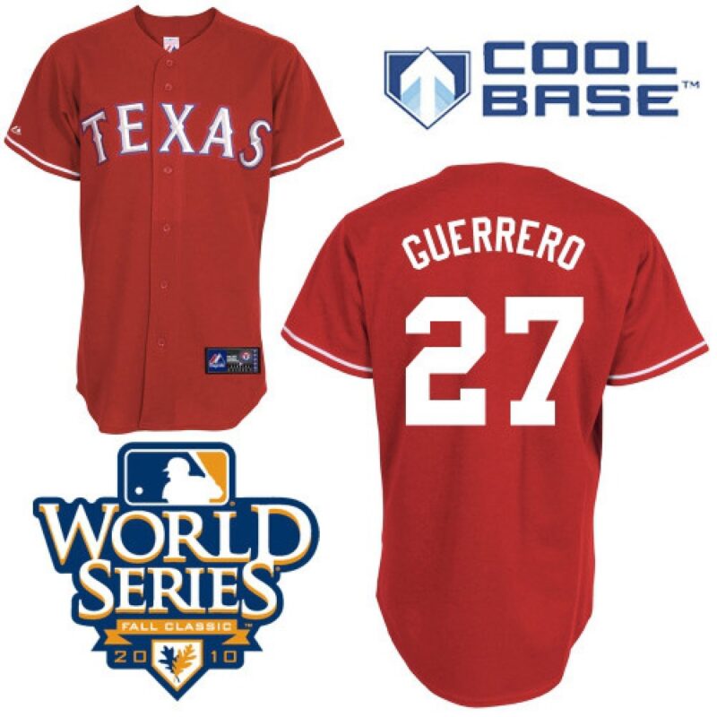6863907d16b75_1 Rangers #27 Vladimir Guerrero Red Cool Base w/2010 World Series Patch Stitched MLB Jersey