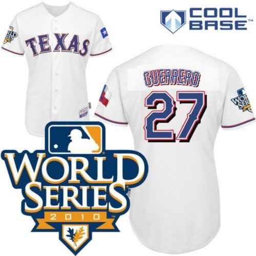 686390805be25_1 Rangers #27 Vladimir Guerrero White Cool Base w/2010 World Series Patch Stitched MLB Jersey